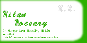 milan mocsary business card
